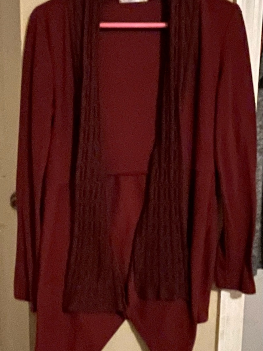 Open-Front Wine Knit Cardigan Sweater